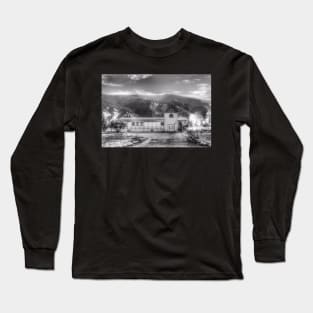 Old Country Church - Black And White Long Sleeve T-Shirt